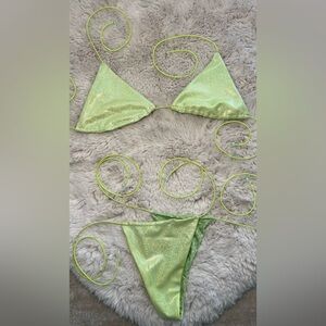 Green Sequin Bikini Set (Reversible Handmade) 2 in 1
